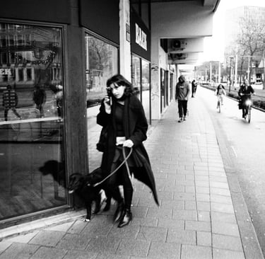 Sunday city vibes caught on black and white analog film