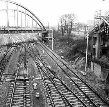 railway junction in Gdynia captured on analog film