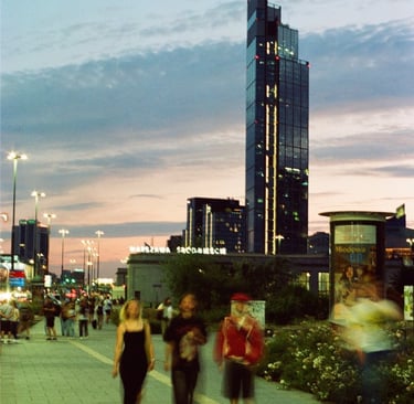 Night city shoot on film-analog photography
