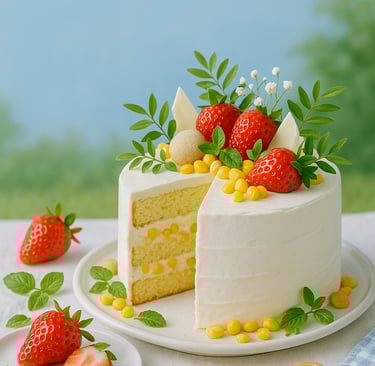 a cake with a piece of cake on it