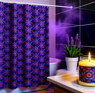 a candle lite up in a bathroom