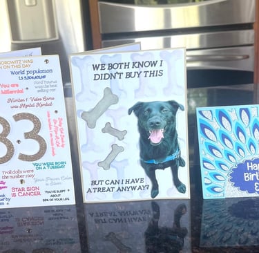 Three handmade greeting card examples sent from a customer