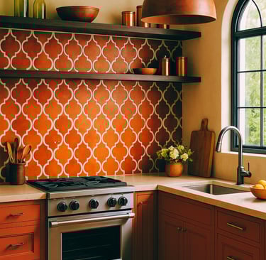 Desert Clay Chevron Tile Backsplash