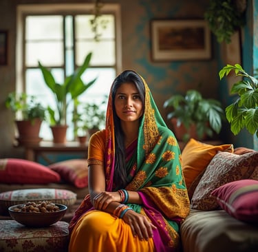 a woman in a colorful sari sari sari sari sari sar