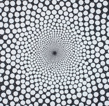 Wave-like sperm pattern in monochrome expressing duality, infinity, and vibration