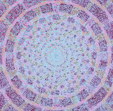 Geometric grid dissolving into mosaic pattern with light center – square canvas by Adib Haddad