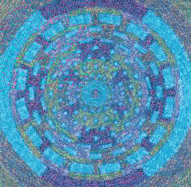 Mosaic spiral painting with optical illusion and meditative vibration – Chaotic Order collection