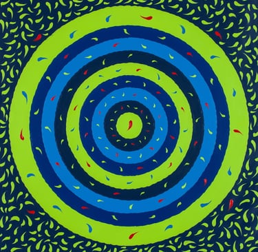 Blue glowing center radiating concentric sacred energy by Adib Haddad