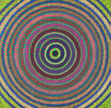 Concentric spiral with dot accents evoking meditative inward flow by Adib Haddad