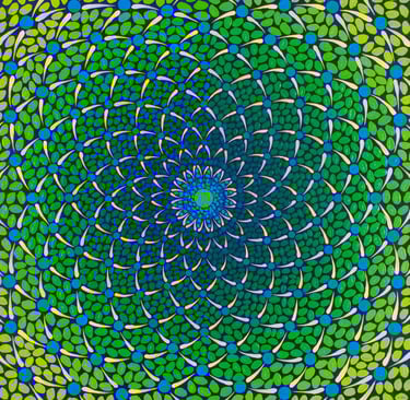 Green concentric mosaic spiral with spiritual energy by Adib Haddad