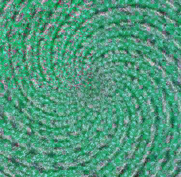 Green spiral harmonic mosaic with golden spiritual vibration by Adib Haddad