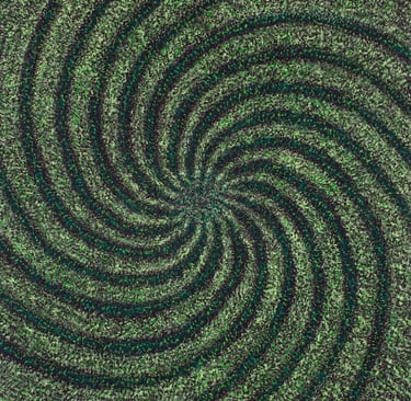 Green spiral mosaic with seed-like spiritual flow by Adib Haddad