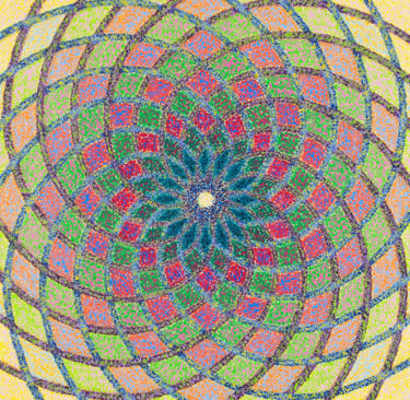 Radiant solar spiral with glowing spiritual core and concentric pattern