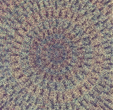 Radiant core emerging from mosaic depth, sacred abstraction by Adib Haddad