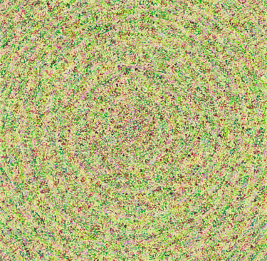 Green-yellow spiral mosaic field expressing sacred form and energy by Adib Haddad