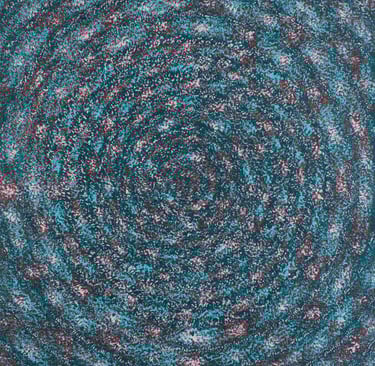 Mosaic brush strokes focusing inward with sacred depth