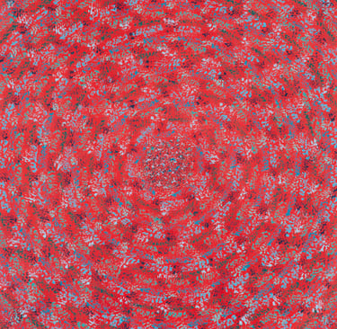 Red-blue concentric opening revealing inward journey and vibration by Adib Haddad