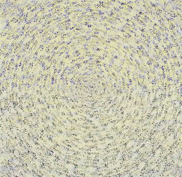 Violet-yellow acrylic in patterned layers from Threads of Existence