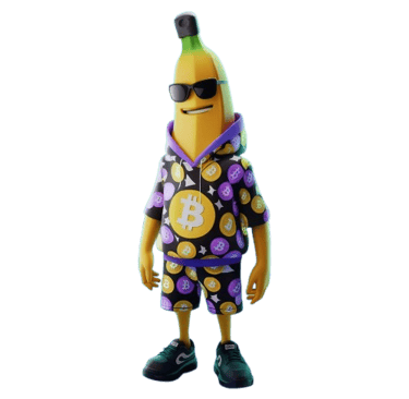 a banana banana with bitcoin on it