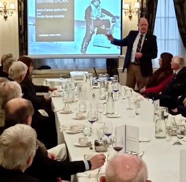 Andrew White presenting a talk to the RAF Association