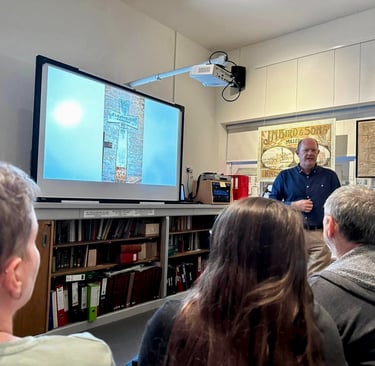 Andrew White presenting a historical talk