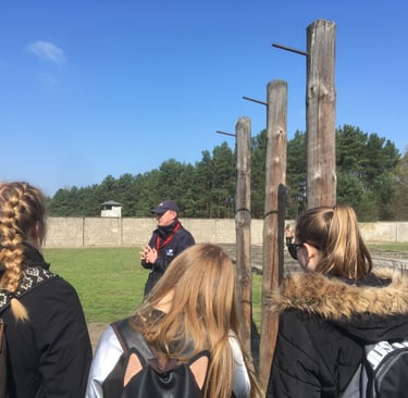 Guiding a school at Sachsenhausen talking about punishment and torture