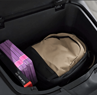 BYD Seal Frunk loaded with backpack and books