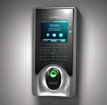 a digital keypad with a button on the front for biometric security