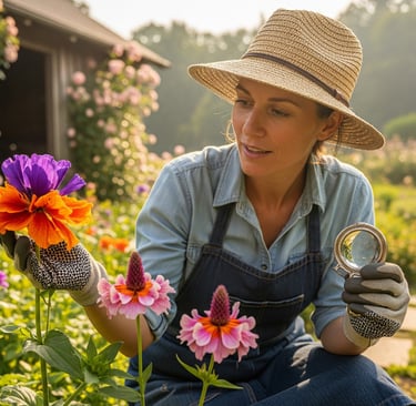 a woman in a straw hat and a straw hat