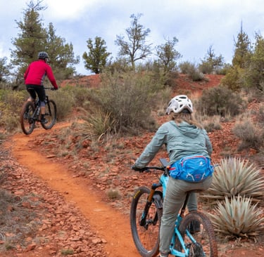 woman riding her bike in the mountain mtb enduro