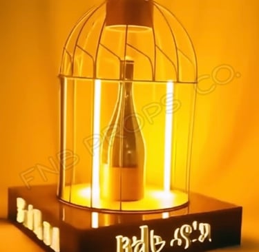 Bar props displayed with glowing LED sign