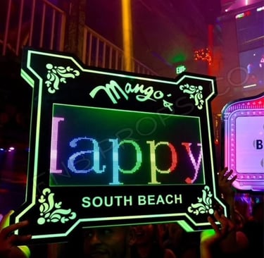 Tabletop bar props with LED illuminated sign