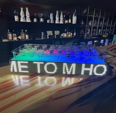 Nightclub LED sign board with party props