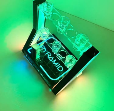 LED lighted sign with barware and props