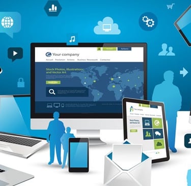 ordinateur, pc, smartphone et tablette sur des sites internet