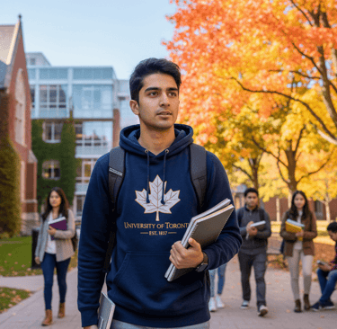 Pakistani student at prestigious Canadian university campus doing research work