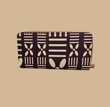 portefeuille en wax rouge bordeaux beige à motifs africains