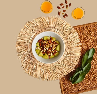 Set de table africain beige en raphia