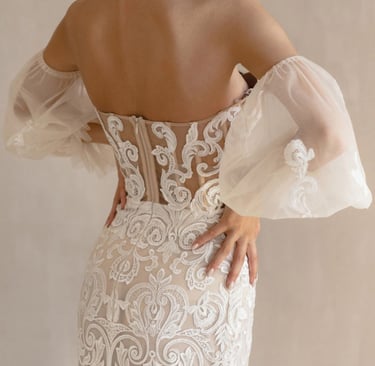 Off-Shoulder with Puffy Sleeves wedding dress