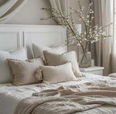 boho bedroom decorated with natural materials