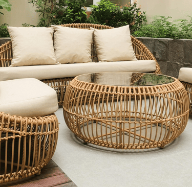 boho rattan coffee table
