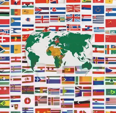 a bunch of different flags that are in the shape of balls
