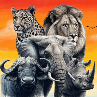 the big five leopard lion rhino elephant buffalo