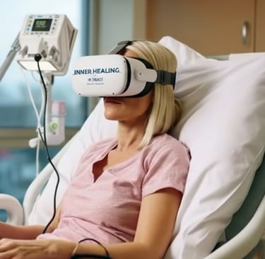 paziente utilizza visore di realtà virtuale in ospedale