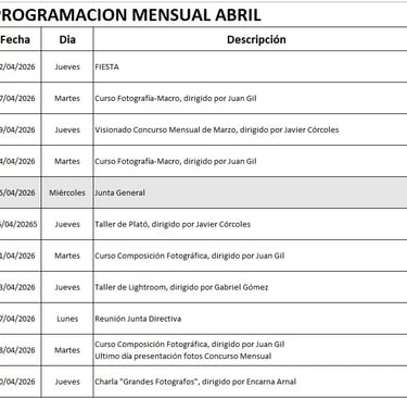 Actividades Abril 2026