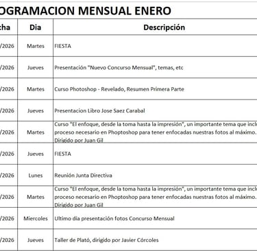 Actividades enero 2026