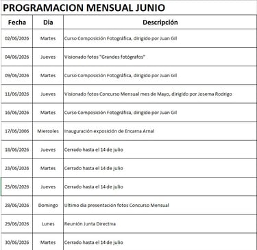 Actividades junio 2026