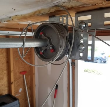 photo of damaged garage door spring in corpus Christi, texas