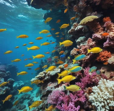 A scenic view of the Hurghada coastline with palm trees.