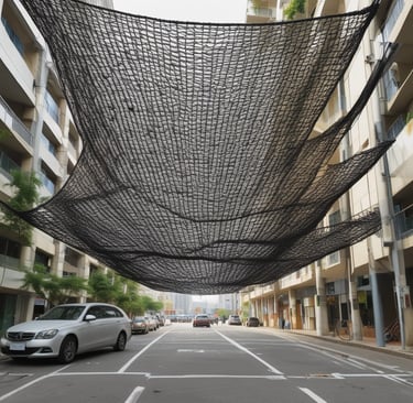 A close-up view of a durable shade net protecting parked cars in bangalore.